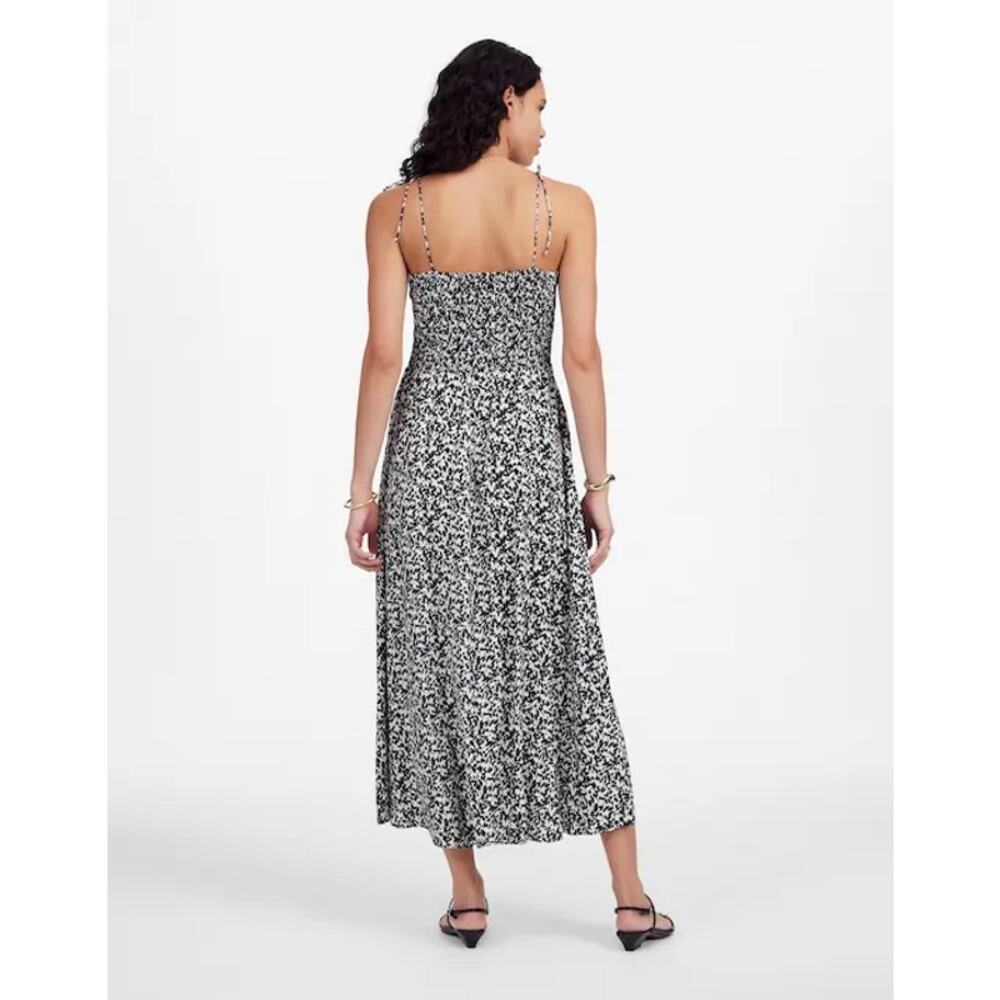 NWT Madewell Tie Shoulder Midi Dress in Floral Black Size 0 - Picture 2 of 9
